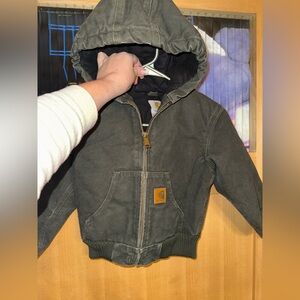 Carhartt Jacket Youth 4/5  Hooded Faded Workwear Canvas YYJ130